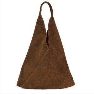 New! Cheval Firenze Italian Suede Hobo Slouch Bag in Chestnut Brown